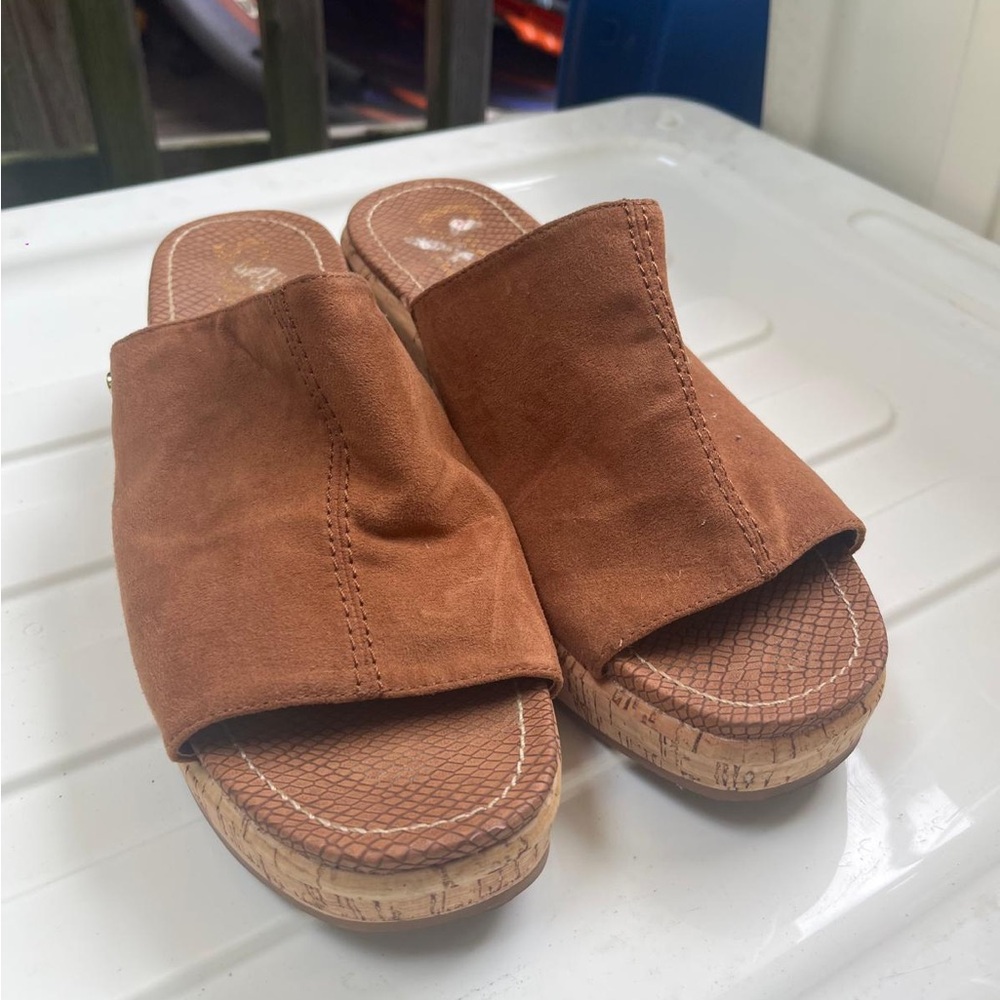 Brown Suede Women's Slide Sandals